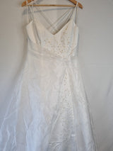 Imoda White Satin Organza Beaded Embroidered Wedding Dress Sz 141