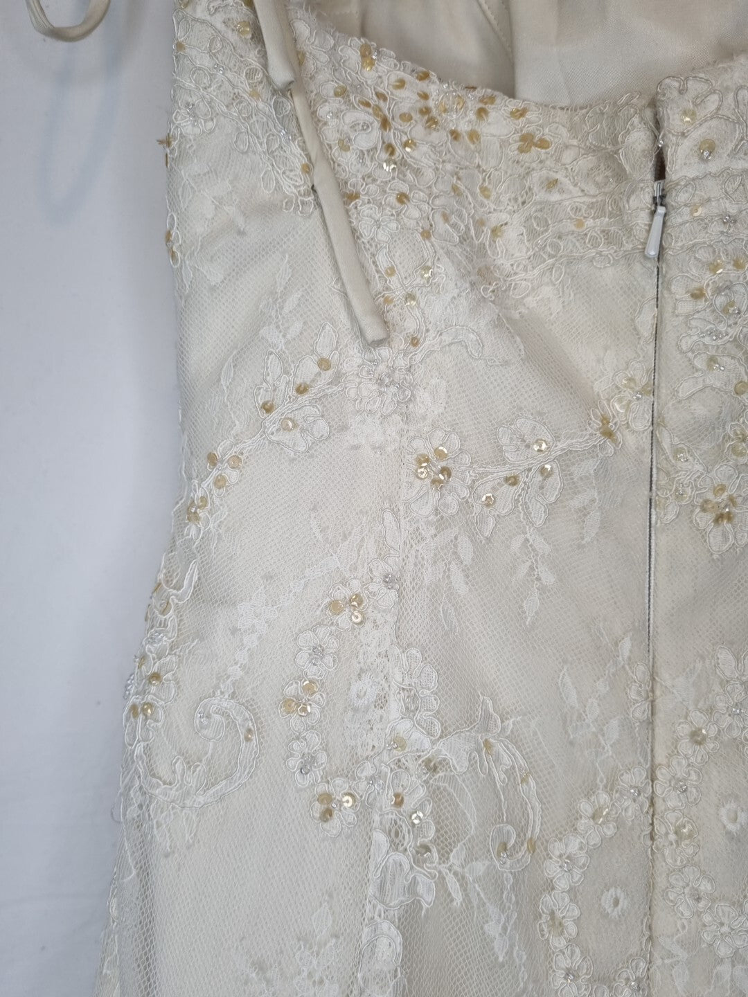 Imoda Ivory Lace Sweetheart Sequin Mermaid Train Wedding Dress Sz 1014