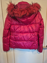 Guess Pink Duck Feather Fur Hood Puffer Jacket Size S6