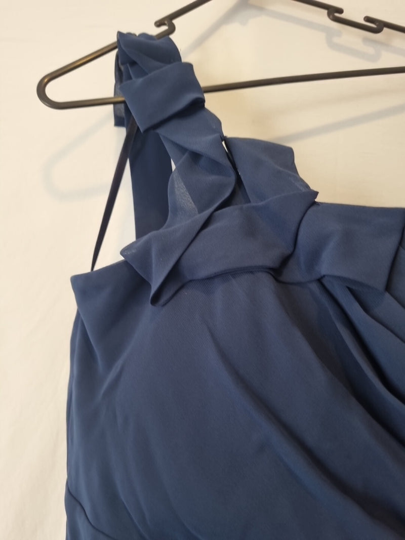 Imoda Navy Blue Chiffon One Shoulder Evening Bridesmaid Mini Dress Sz 186