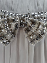 Imoda White Chiffon Ruched Beaded Sweetheart Strapless Wedding Dress Sz 126