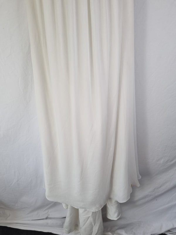 Imoda Ivory Gold Sweetheart Crepe Chiffon Embroidered Beaded Wedding Dress Sz 121