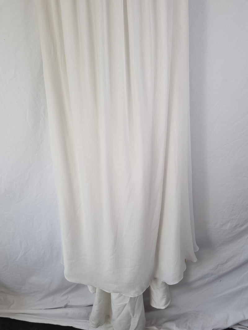 Imoda Ivory Gold Sweetheart Crepe Chiffon Embroidered Beaded Wedding Dress Sz 121