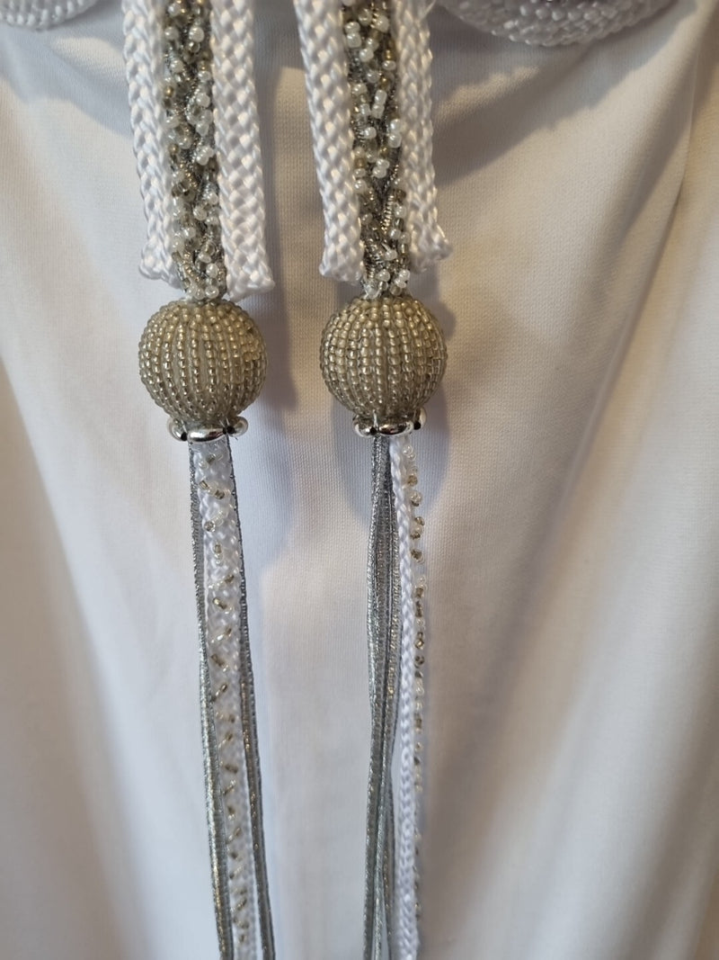 Giovanni White Knit Beaded Rope Evening Bridesmaid Dress Sz 105