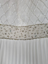 Imoda Ivory Chiffon Beaded Pleated Layered Skirt Empire Wedding Dress Sz 107