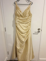 Suga Pash Gold taffeta ruched v neck maid of honour wedding dress size 120