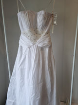 iModa White Straps/Strapless Beaded Crystal Sequin Gathered Wedding Dress 101