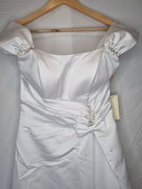 Imoda White Satin Off Shoulder Beaded Ruched Wedding Dress Sz 102