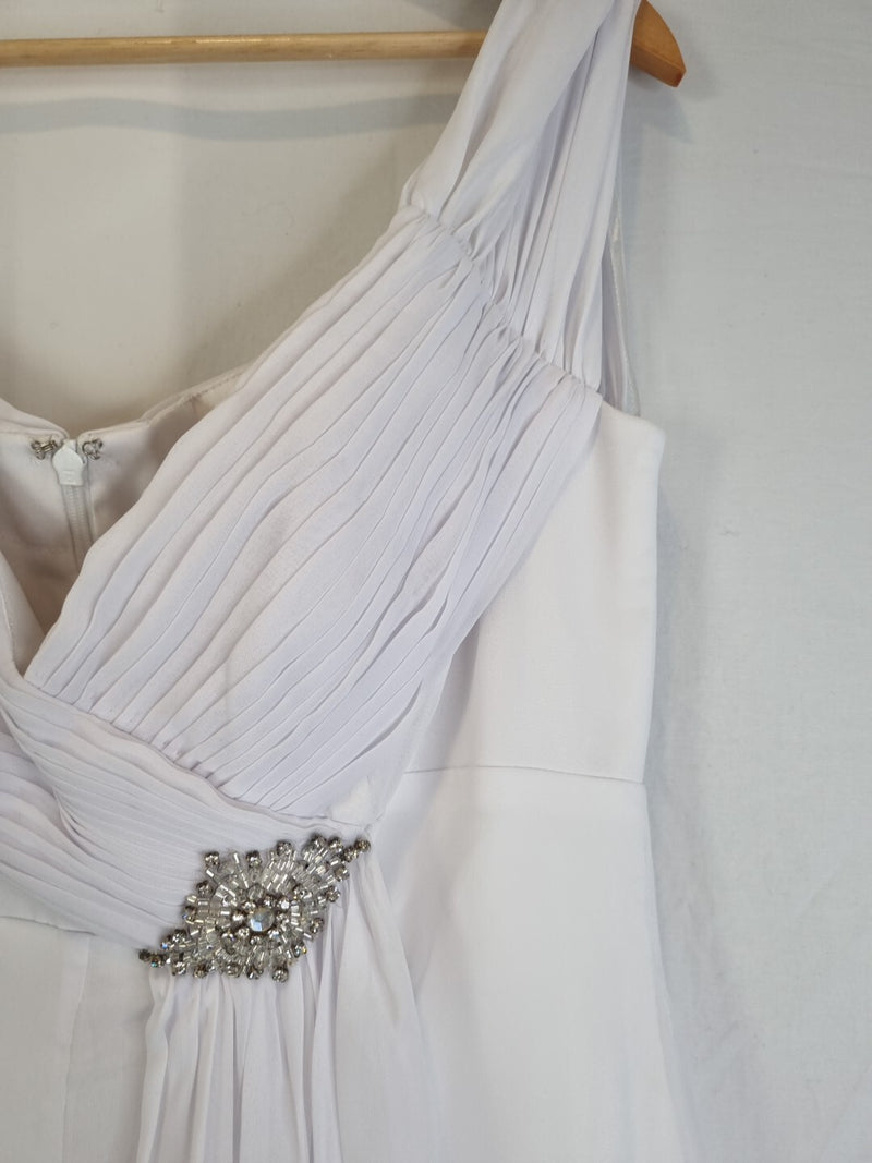 Imoda White Chiffon Sweetheart Off Shoulder Beaded Crystal Wedding Dress Sz 144