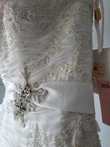 iModa Ivory Straps/Strapless Organza Ruched Beaded Lace AppliqueWedding Dress 147