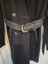 Guess Black Military Trench Wool Blend Coat Jacket Size Xs2