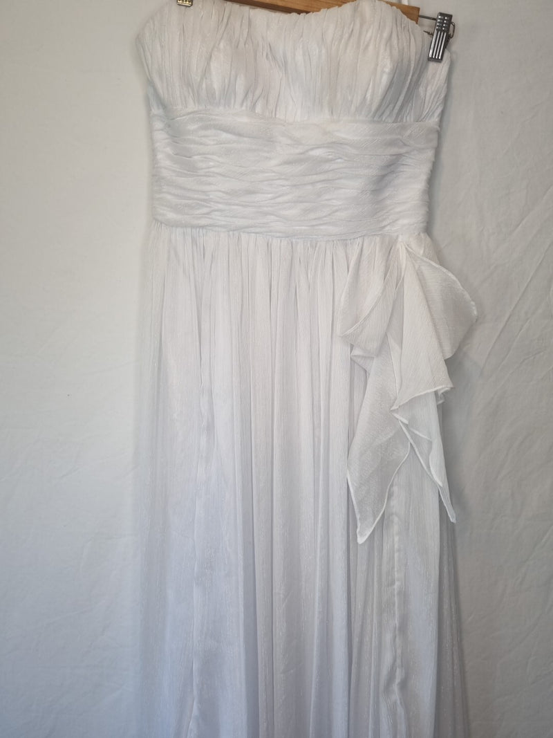 Imoda White Chiffon Ruched Empire Wedding Dress Sz 141