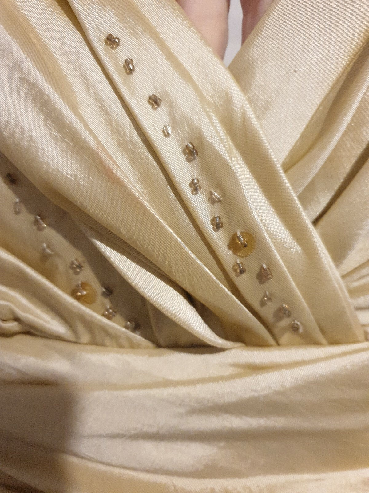 Suga Pash Gold taffeta ruched v neck maid of honour wedding dress size 123