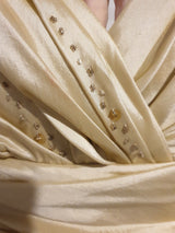 Suga Pash Gold taffeta ruched v neck maid of honour wedding dress size 123