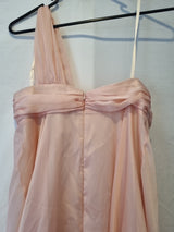Juniper & Sage Chiffon Pink Ruched One Shoulder Evening Bridesmaid Dress Sz 87