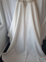 iModa Ivory Satin A-line Beaded Diamante Embroidered Strapped Dress Sz 1010