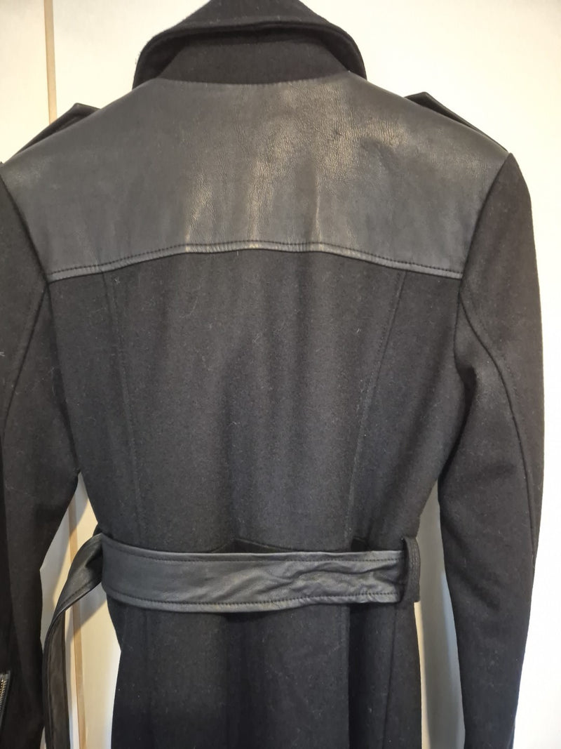 Guess Black Military Trench Wool Blend Coat Jacket Size Xs8