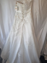 iModa Ivory Ruched Organza Lace A-line Beaded Sequin Embroidered Dress Sz 129