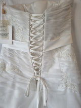 iModa Ivory Ruched Organza Lace A-line Beaded Sequin Embroidered Dress Sz 1212