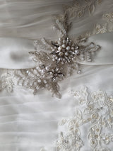 iModa Ivory Straps/Strapless Organza Ruched Beaded Lace AppliqueWedding Dress 145