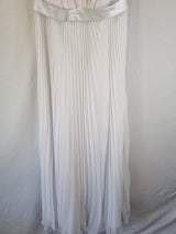 Imoda White Chiffon V neck Ruched Pleated Grecian Wedding Dress Sz 142