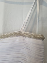 Imoda White Chiffon Sweetheart Beaded Ruched Empire Wedding Dress Sz 812