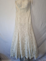 Imoda Ivory Lace Sweetheart Sequin Mermaid Train Wedding Dress Sz 100