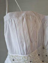 iModa White Straps/Strapless Beaded Crystal Sequin Gathered Wedding Dress 103