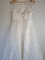 Imoda White Satin Organza Beaded Embroidered Wedding Dress Sz 149