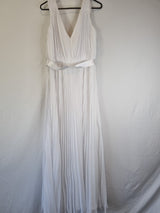 Imoda White Chiffon V neck Ruched Pleated Grecian Wedding Dress Sz 147