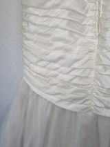 Imoda Ivory Ruched Beaded Mermaid Tulle Skirt Train Wedding Dress Sz 1016