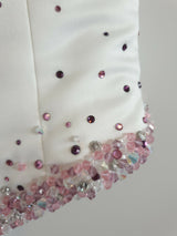 Essence ivory strapless bridal bustier pink beading UK 84