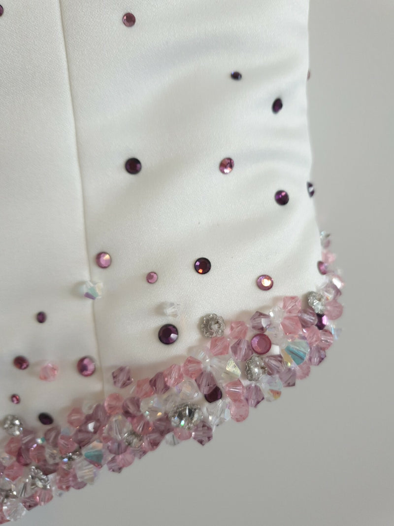 Essence ivory strapless bridal bustier pink beading UK 84