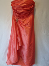 Imoda Coral Taffeta Ruched Beaded Strapless Evening Bridesmaid Dress Sz 180