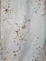 Imoda Ivory Lace Sweetheart Beaded Mermaid Ruffled Train Wedding Dress Sz 1016