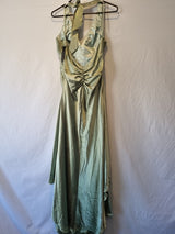 Giovanni Satin Green Ruched Beaded Halter Neck Evening Bridesmaid Dress Sz 108