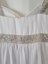 Imoda White Chiffon Sweetheart Beaded Ruched Empire Wedding Dress Sz 810