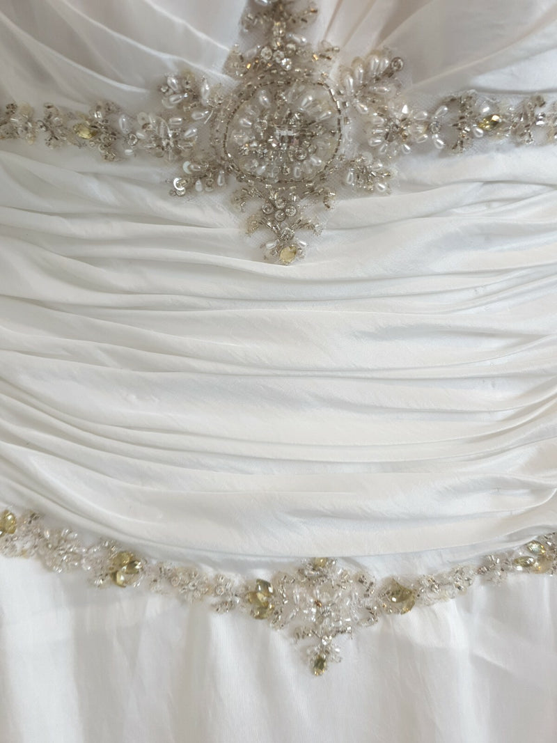 Sugar And Spice Ivory Ruched a line embellished sweetheart Wedding Dress Size 42