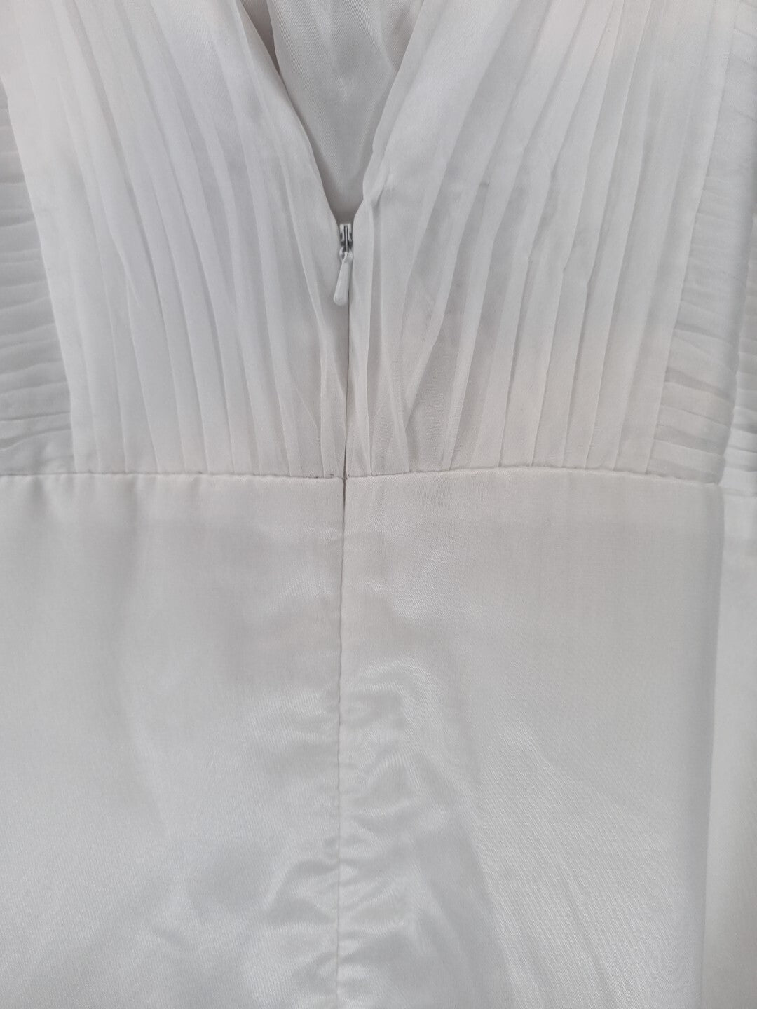 Imoda White Chiffon Ruched Pleated Crystal Grecian Empire Wedding Dress Sz 812