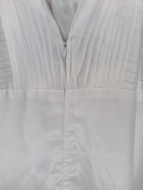 Imoda White Chiffon Ruched Pleated Crystal Grecian Empire Wedding Dress Sz 812