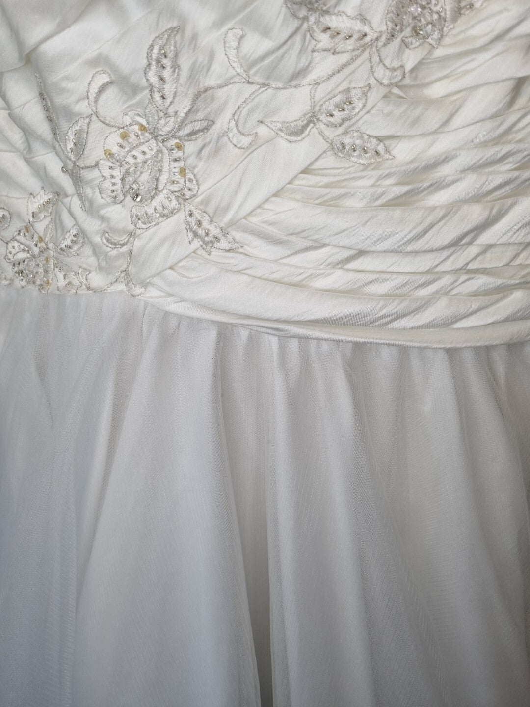 Imoda Ivory Ruched Beaded Mermaid Tulle Skirt Train Wedding Dress Sz 108