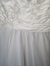 Imoda Ivory Ruched Beaded Mermaid Tulle Skirt Train Wedding Dress Sz 108