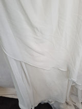 Imoda Ivory Chiffon Ruched Crystal Beaded Train Wedding Dress Sz 86