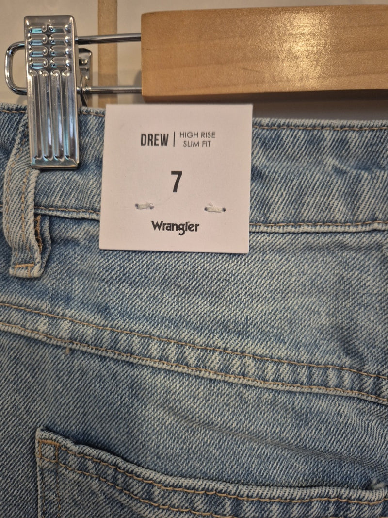 Wrangler Drew Lucille Blue High Rise Slim Fit Torn Jeans Size 712
