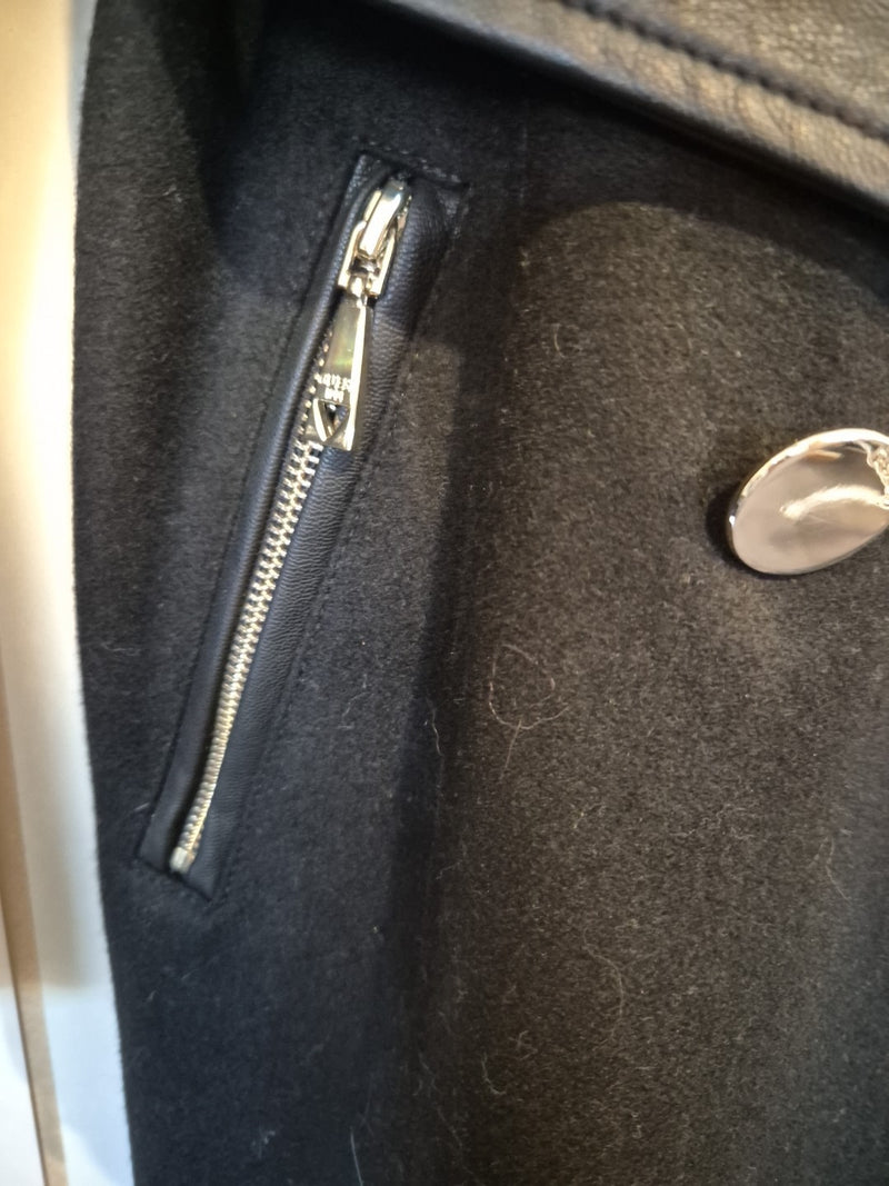 Guess Black Military Trench Wool Blend Coat Jacket Size Xs3