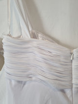 Imoda White Chiffon Sweetheart Beaded Ruched Empire Wedding Dress Sz 1212