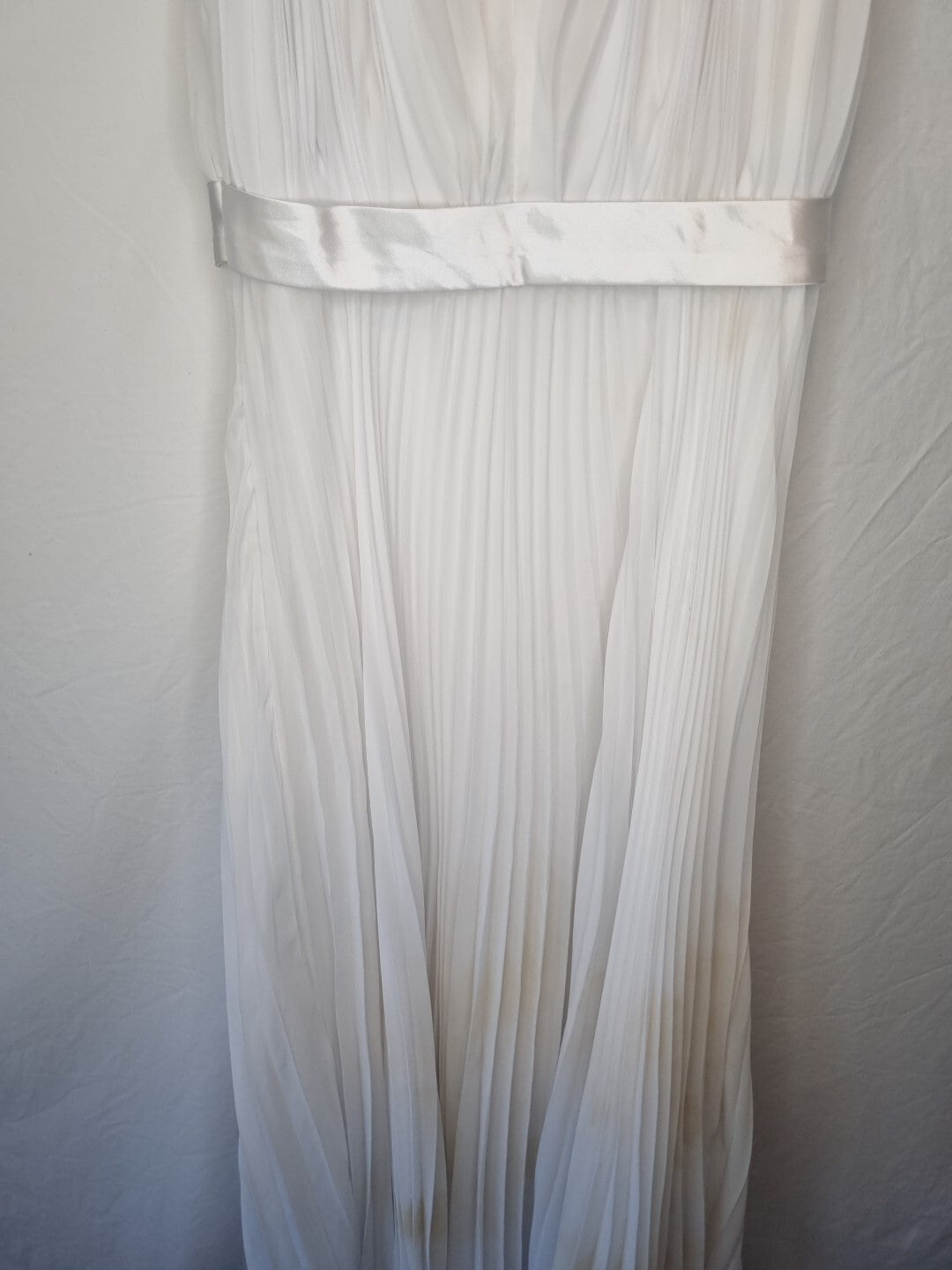 Imoda White Chiffon Gathered Pleated Grecian Empire Wedding Dress Sz 1010