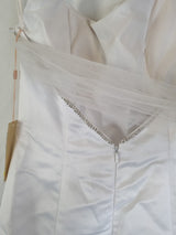 Imoda White Satin Tulle Beaded Sequin Backless Halter Neck Wedding Dress Sz 810