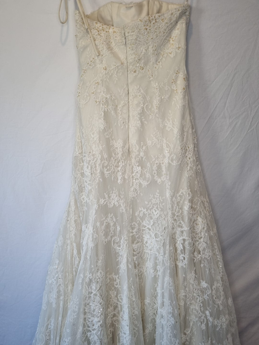 Imoda Ivory Lace Sweetheart Sequin Mermaid Train Wedding Dress Sz 1010