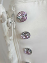 Essence ivory strapless bridal bustier pink beading UK 85